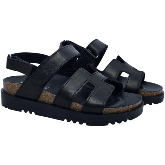 16015 -ös női Dr Feet bőr szandál - fekete [2]