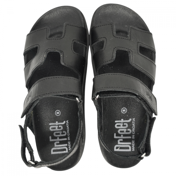 16015 -ös női Dr Feet bőr szandál - fekete [4]