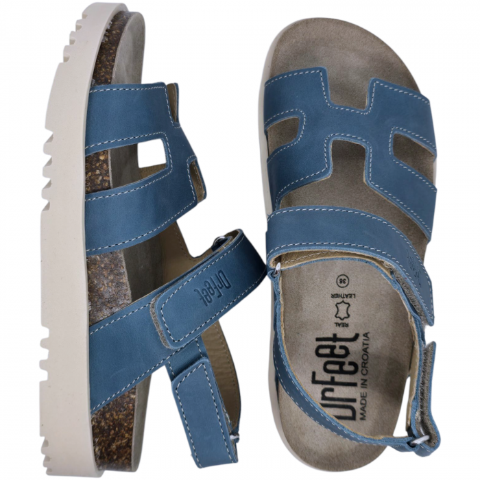 16015 -ös női Dr Feet bőr szandál - kék [6]