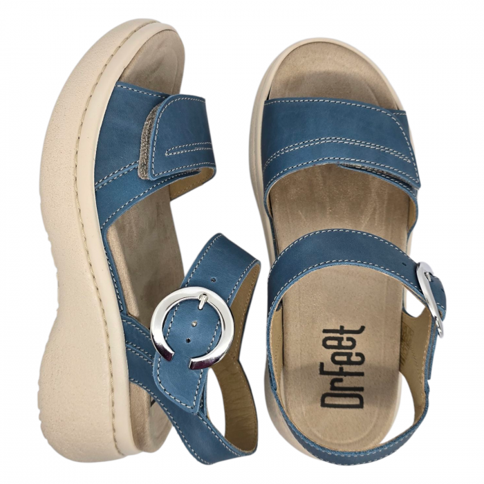 18004 -es női Dr Feet bőr papucs - kék [6]