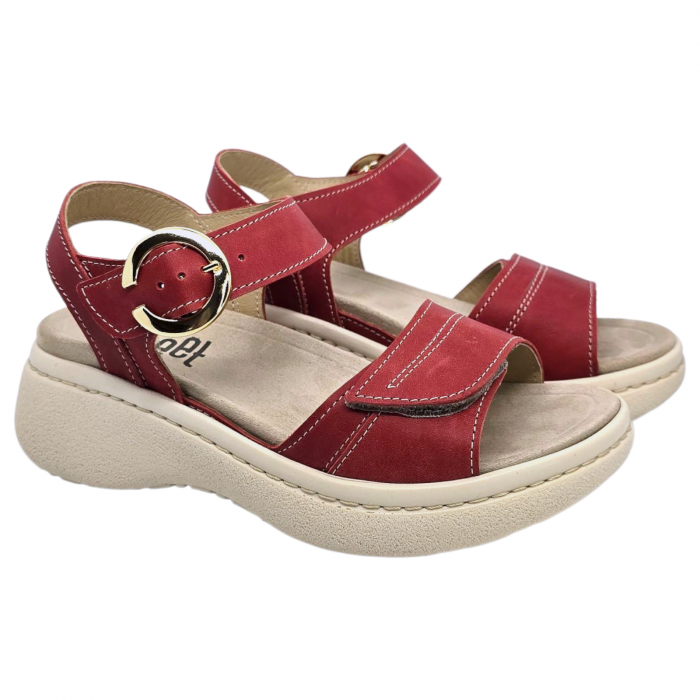 18004 -es női Dr Feet bőr papucs - piros [7]