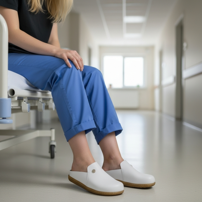 19000 -es női Dr Feet bőr papucs - fehér - kivehető talpbetét [7]