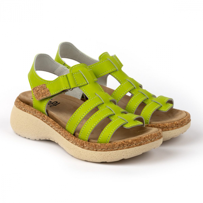 21004 -es női Dr Feet bőr szandál - alma zöld [3]