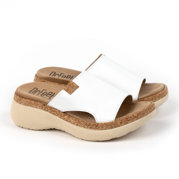 21005 -ös női Dr Feet bőr papucs - fehér [3]
