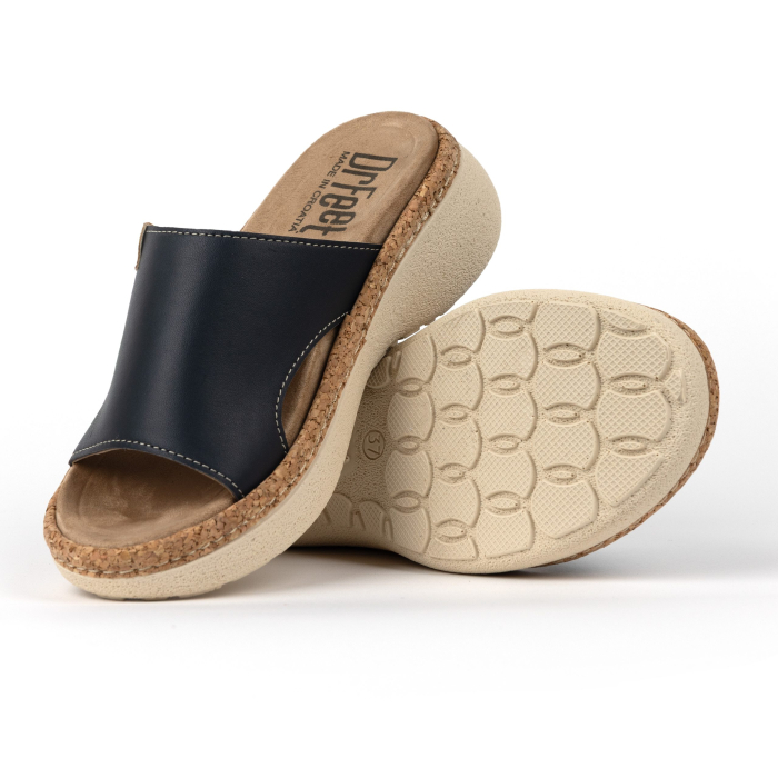 21005 -ös női Dr Feet bőr papucs - sötét kék [3]