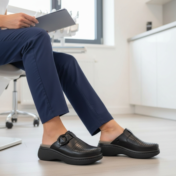 21011 -es női Dr Feet bőr papucs - fekete [8]