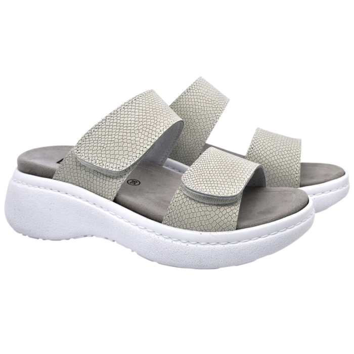 21012 -es női Dr Feet bőr papucs - világos szürke [2]