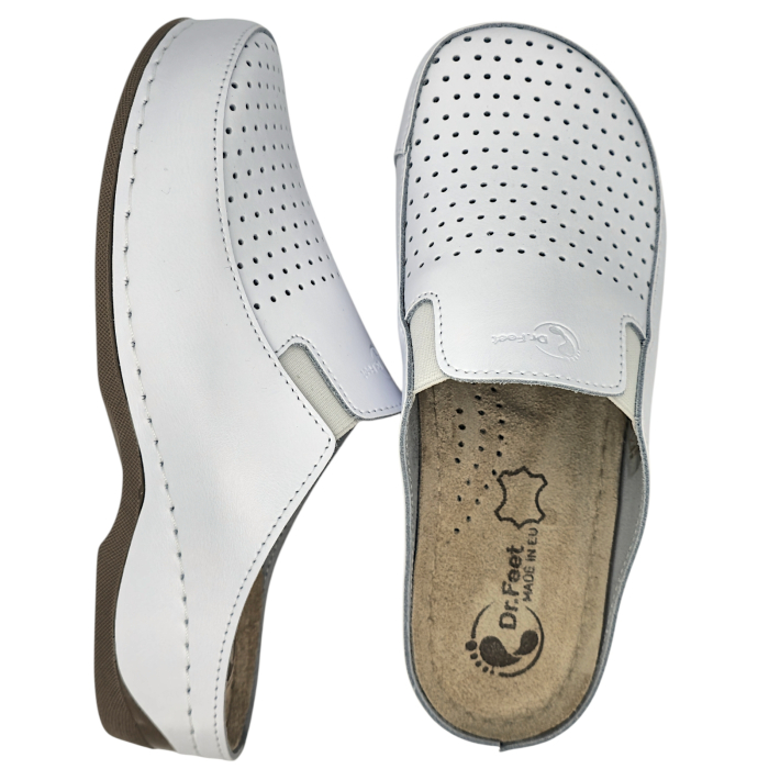 2106 -os női Dr Feet bőr papucs - fehér [6]
