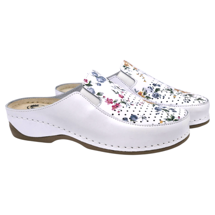 2106 -os női Dr Feet bőr papucs - fehér virág [2]