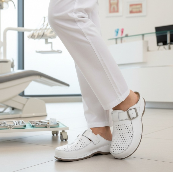 2107 -es női Dr Feet bőr papucs - fehér [8]