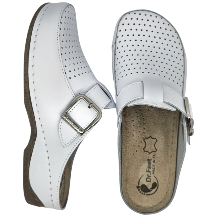 2107 -es női Dr Feet bőr papucs - fehér [6]