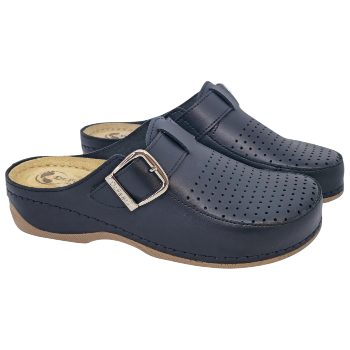 2107 -es női Dr Feet bőr papucs - sötét kék [2]
