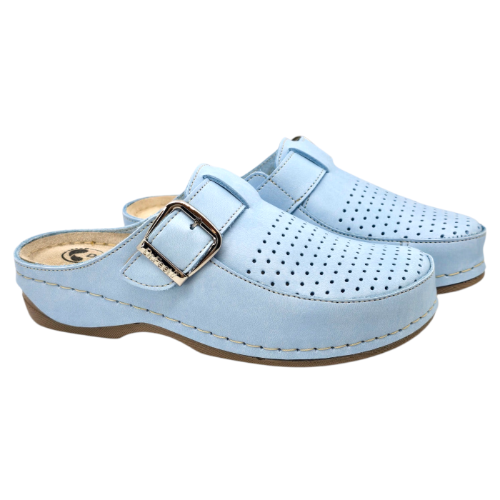 2107 -es női Dr Feet bőr papucs - világos kék [2]