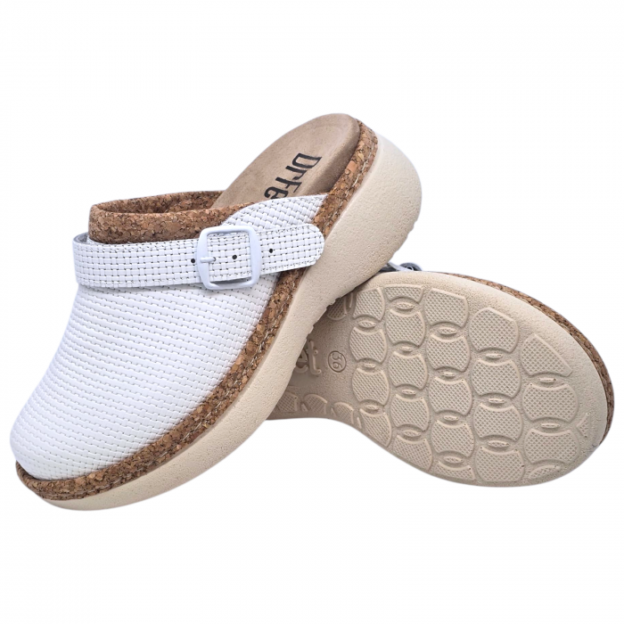 21200 -as női Dr Feet bőr papucs - fehér [4]