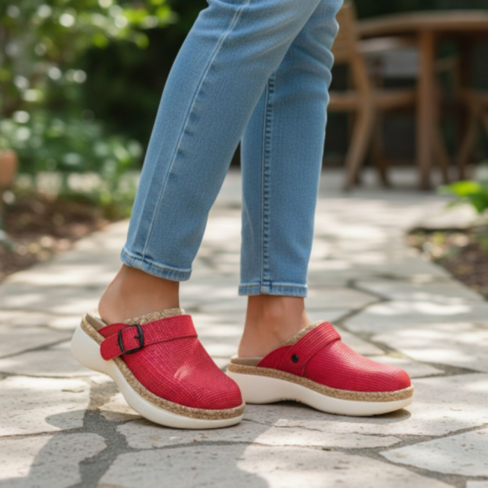 21200 -as női Dr Feet bőr papucs - piros [7]