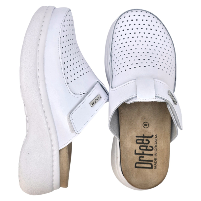 21301 -es női Dr Feet bőr papucs - fehér [6]
