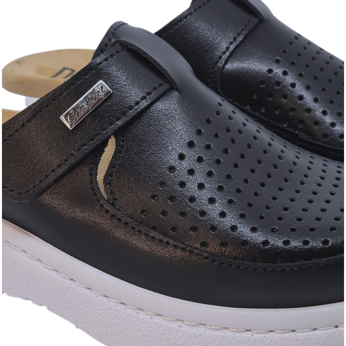 21301 -es női Dr Feet bőr papucs - fekete [4]