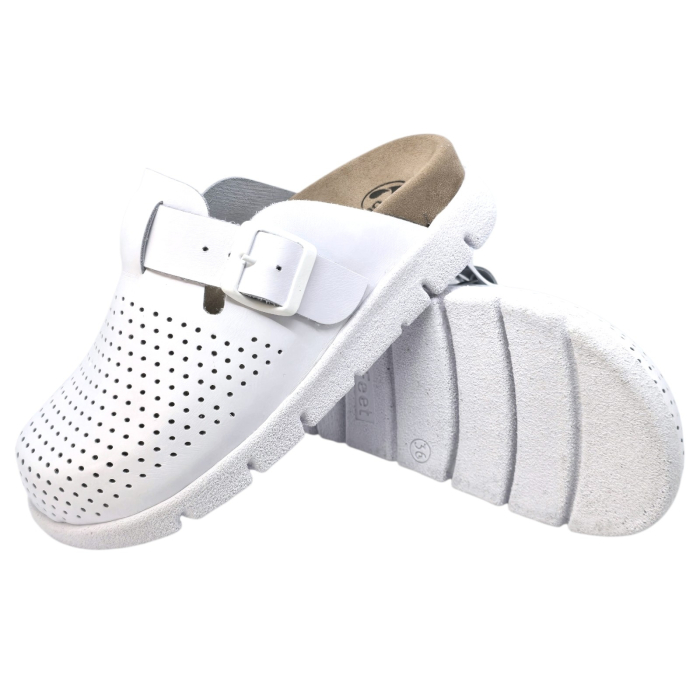 22100 -as női Dr Feet bőr papucs - fehér [5]