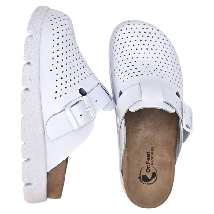 22100 -as női Dr Feet bőr papucs - fehér [6]
