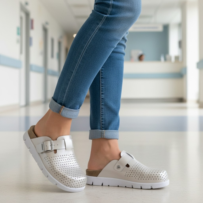 22100 -as női Dr Feet bőr papucs - pezsgő [8]