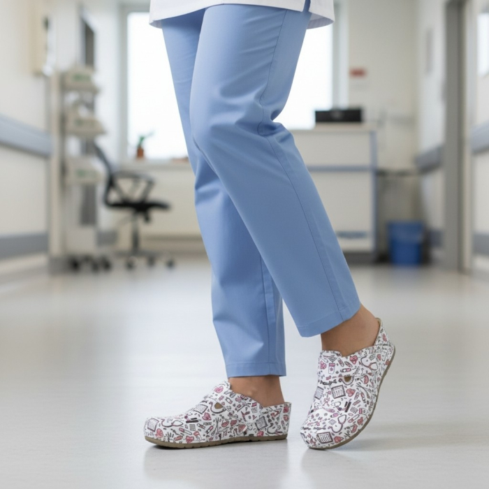 240 -es női Doss bőr papucs - rózsaszí orvosi mintás [2]