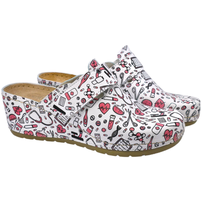 240 -es női Doss bőr papucs - rózsaszí orvosi mintás [2]