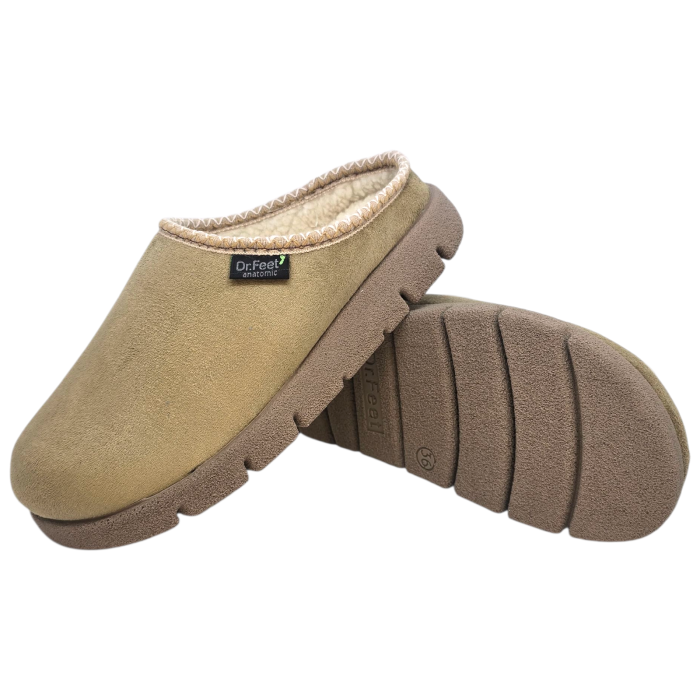24004 -es női Dr Feet gyapjú papucs - barna [7]