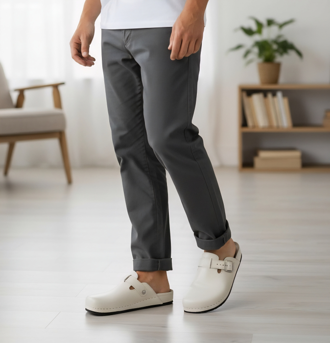 249 -es férfi Doss bőr nem lyukacsos papucs - beige [6]