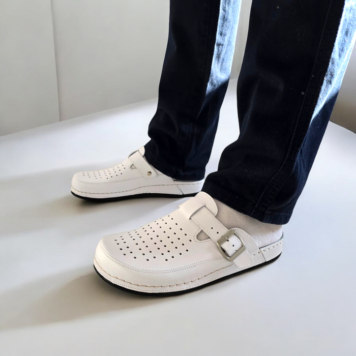 249 -es férfi Doss bőr papucs - fehér [5]