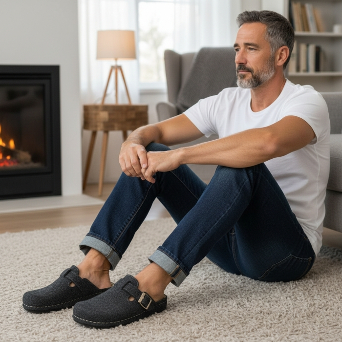 59 -es ferfi Doss gyapjú papucs - sotet szurke [7]