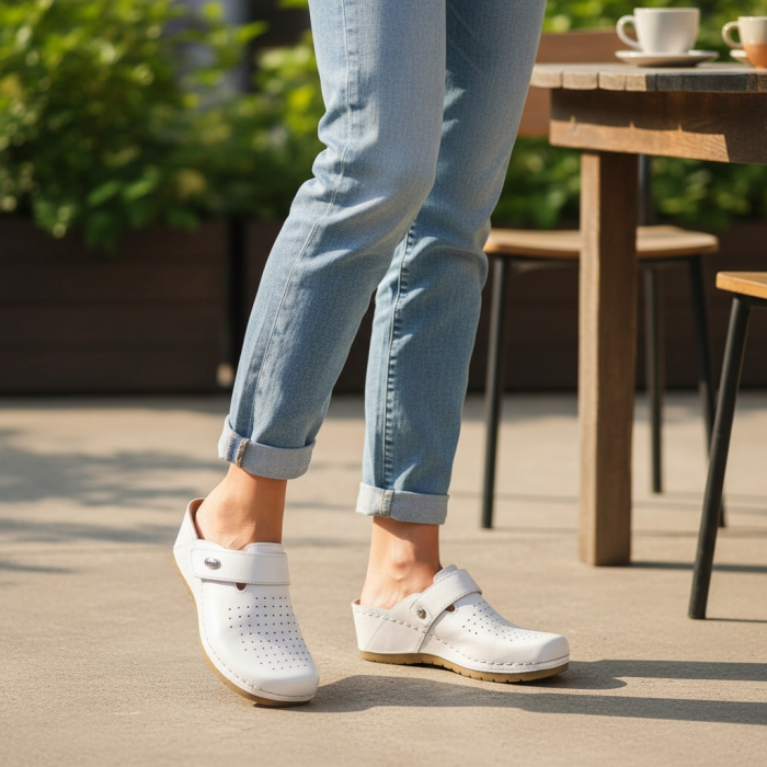 271 -es női Doss bőr papucs - fehér [5]