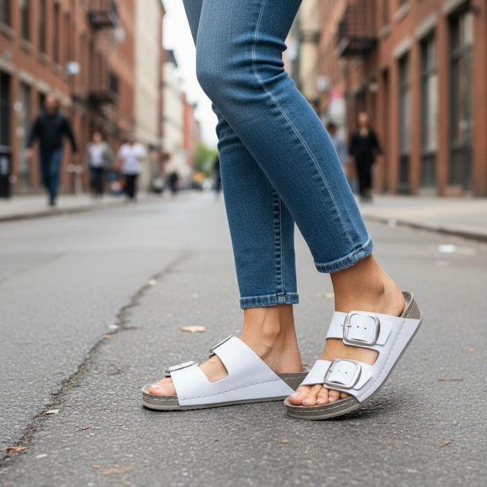 298 -as női Doss bőr papucs - fehér [5]