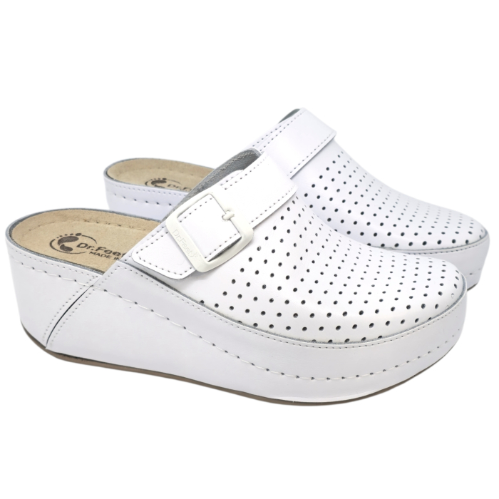 3021 -es női Dr Feet bőr papucs - fehér [2]