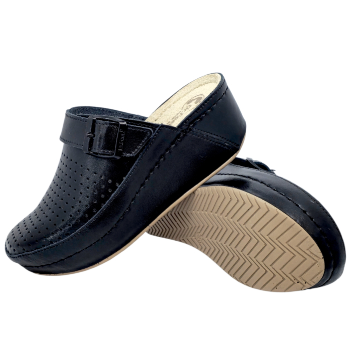 3021 -es női Dr Feet bőr papucs - fekete [3]