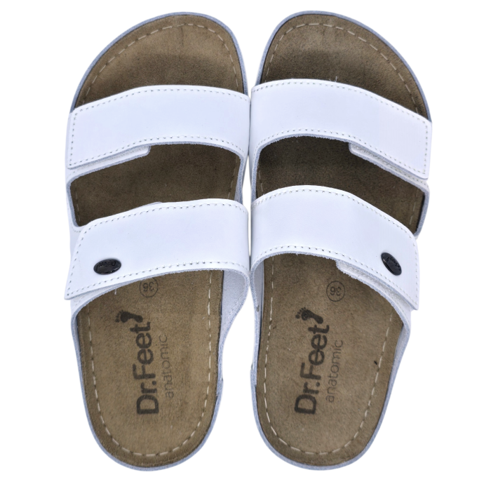 4001 -es női Dr Feet bőr papucs - fehér [4]