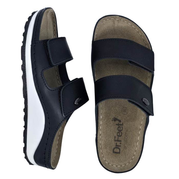4001 -es női Dr Feet bőr papucs - fekete [5]