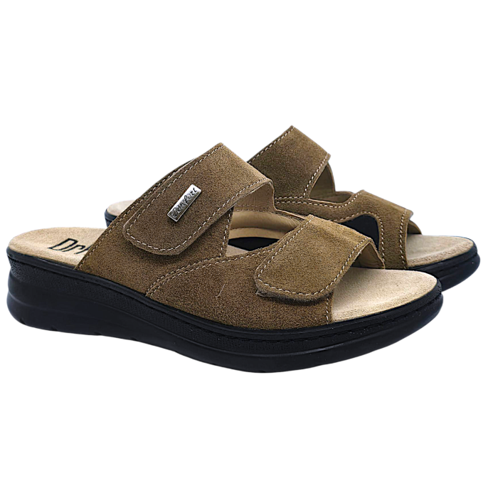 5012 -es női Dr Feet bőr papucs - barna [2]