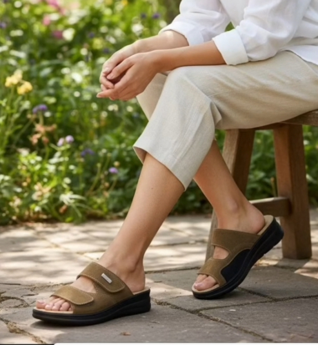 5012 -es női Dr Feet bőr papucs - barna [7]