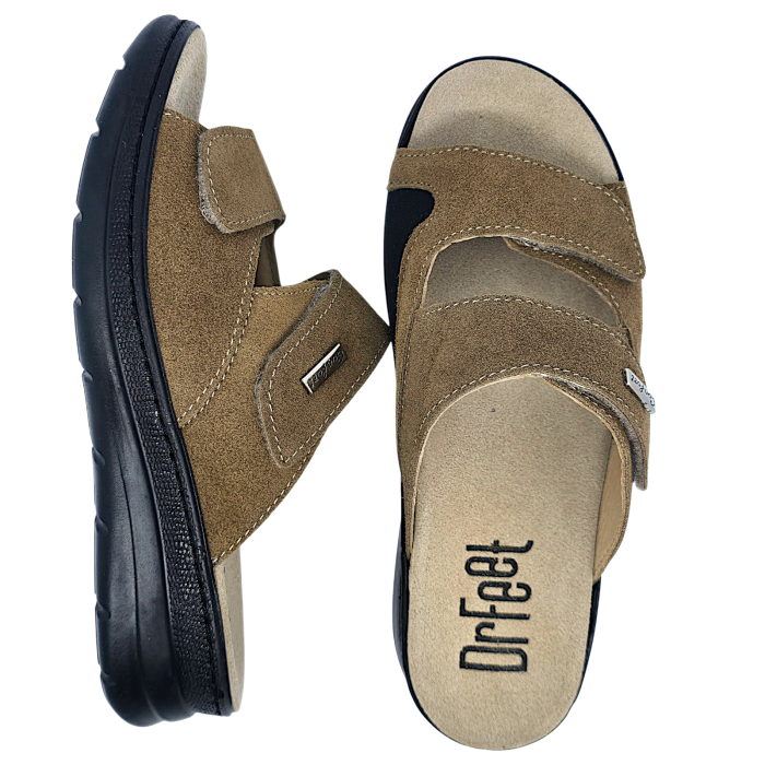 5012 -es női Dr Feet bőr papucs - barna [6]