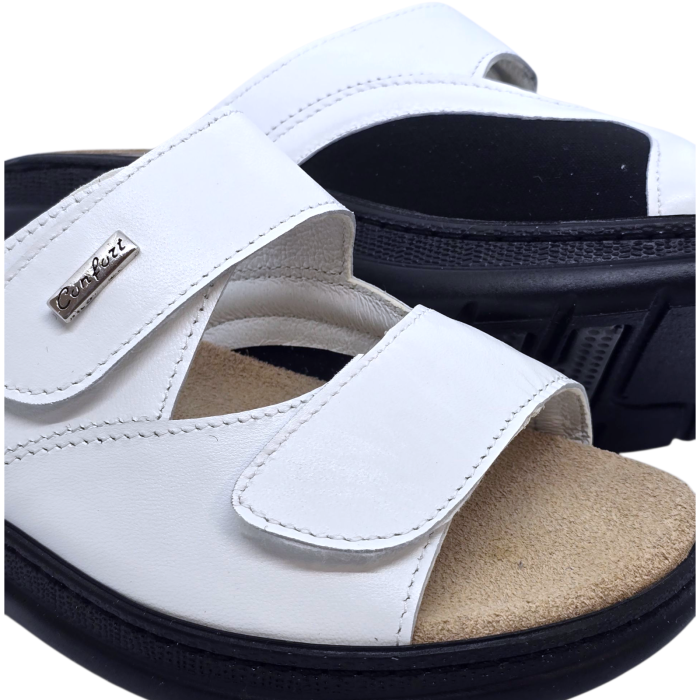 5012 -es női Dr Feet bőr papucs - feher [4]