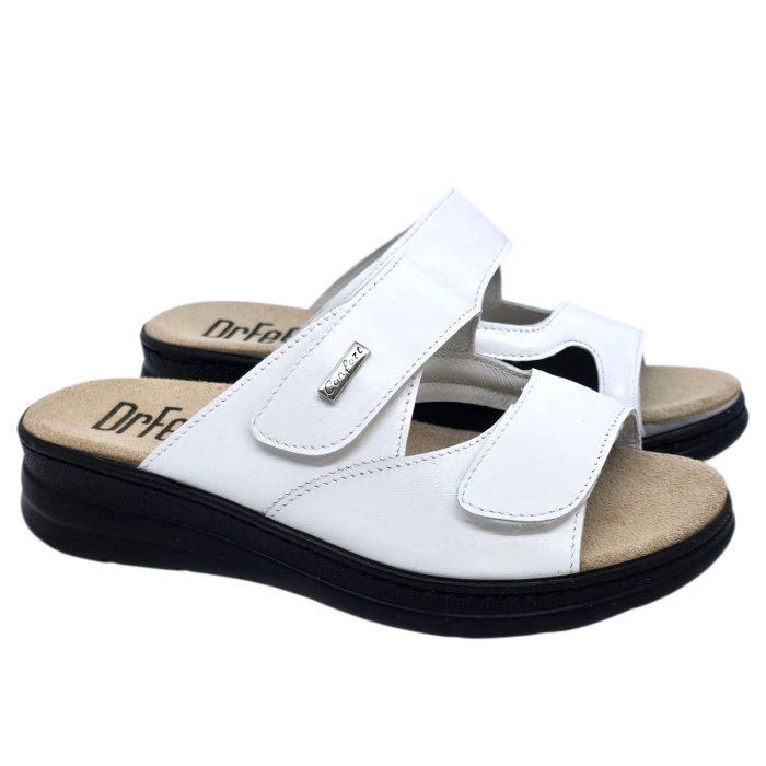5012 -es női Dr Feet bőr papucs - feher [2]