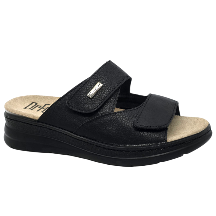 5012 -es női Dr Feet bőr papucs - fekete [1]
