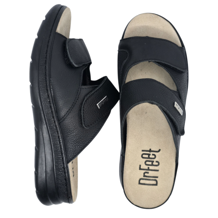 5012 -es női Dr Feet bőr papucs - fekete [6]