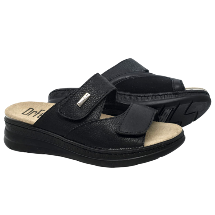 5012 -es női Dr Feet bőr papucs - fekete [3]