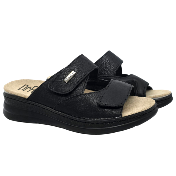 5012 -es női Dr Feet bőr papucs - fekete [2]