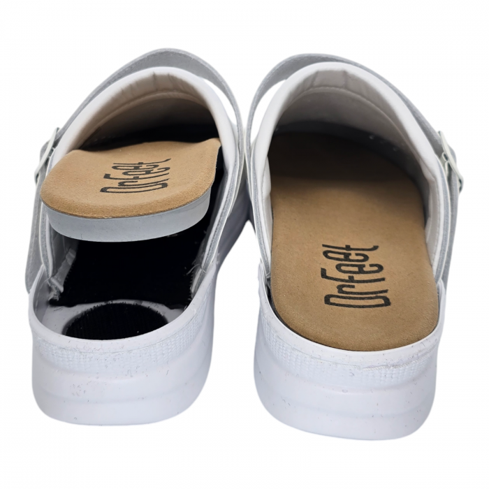 5046 -es női Dr Feet bőr papucs - fehér - kivehető talpbetét [3]