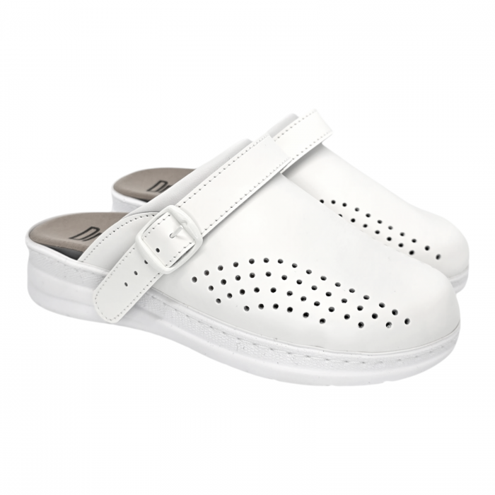 5046 -es női Dr Feet bőr papucs - fehér - kivehető talpbetét [2]