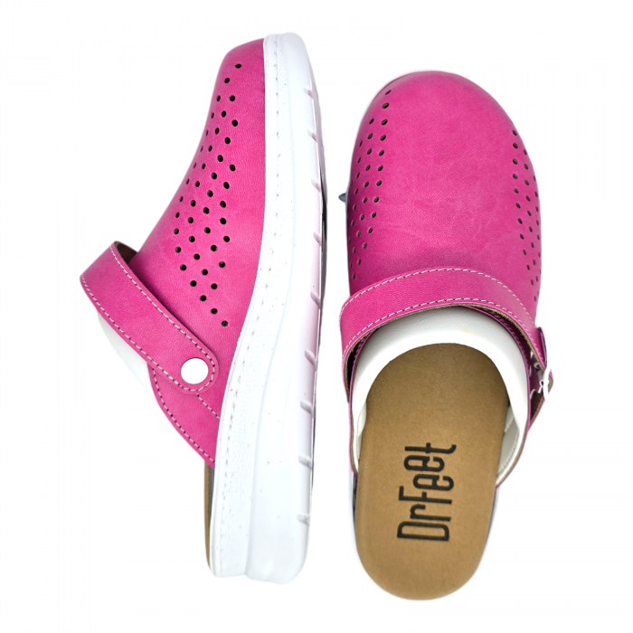 5046 -es női Dr Feet bőr papucs - pink - kivehető talpbetét [4]