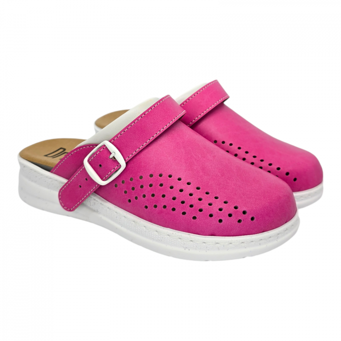 5046 -es női Dr Feet bőr papucs - pink - kivehető talpbetét [2]