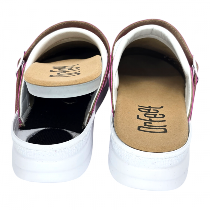 5046 -es női Dr Feet bőr papucs - pink - kivehető talpbetét [3]